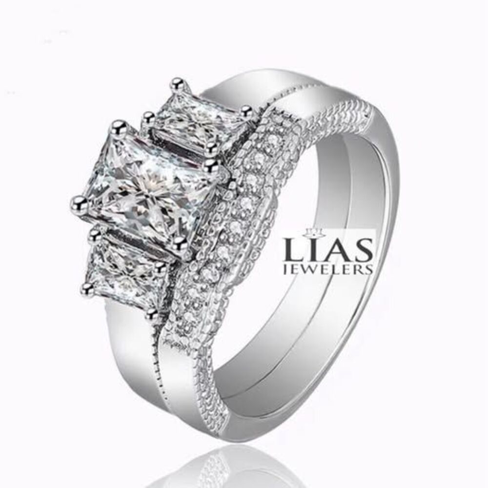 New 18k white gold wedding ring set